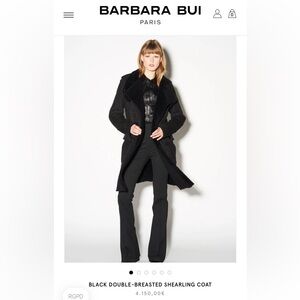 Barbara Bui BLACK DOUBLE-BREASTED SHEARLING COAT